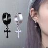 1 шт. Корейская мода Нержавеющая сталь Особой формы Крест Подвеска Серьги Женские серьги Панк Рок Пирсинг Серьги-кольца Циркон