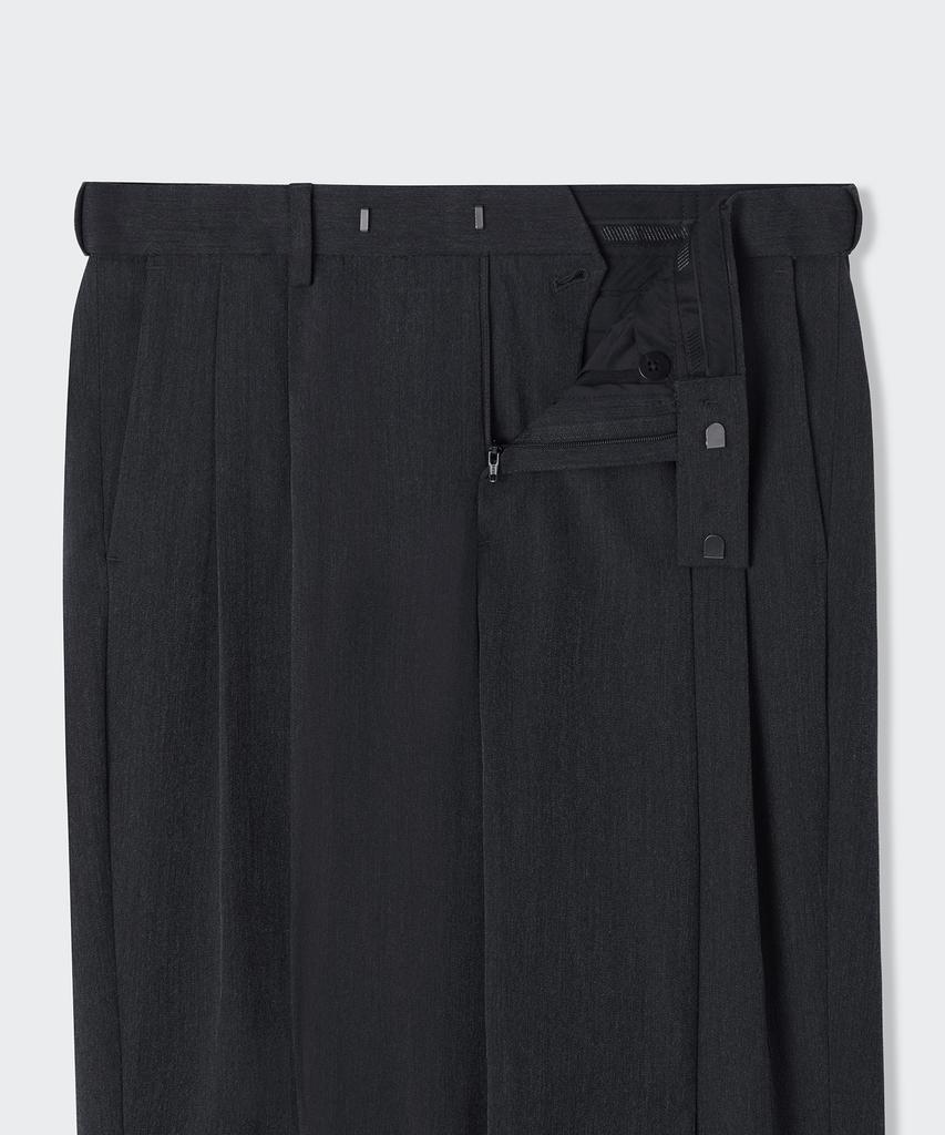 MUSINSA STANDARD Real Wide Hidden Banding Slacks [Charcoal Gray]