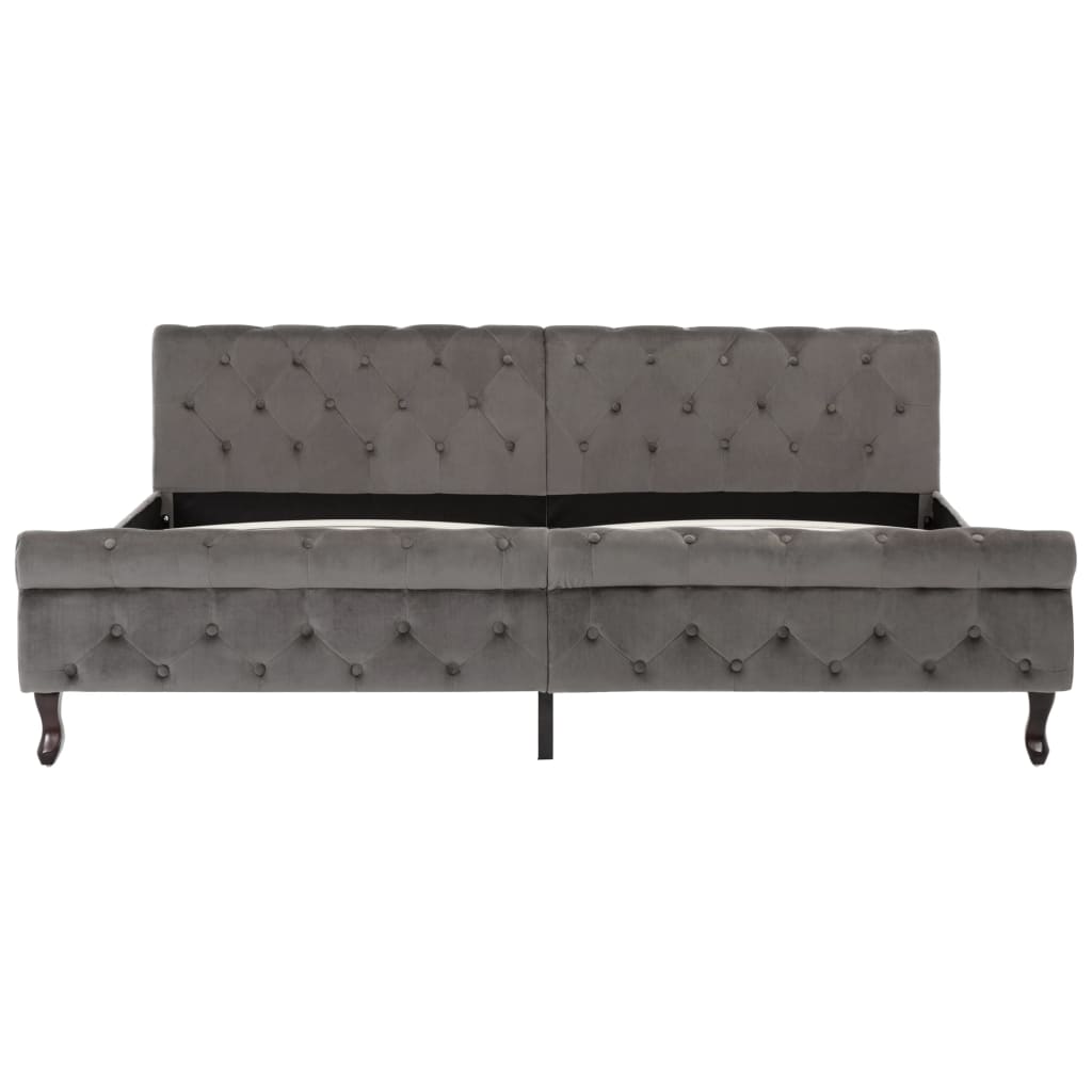 Grey Velvet Bed Frame 200x200 cm