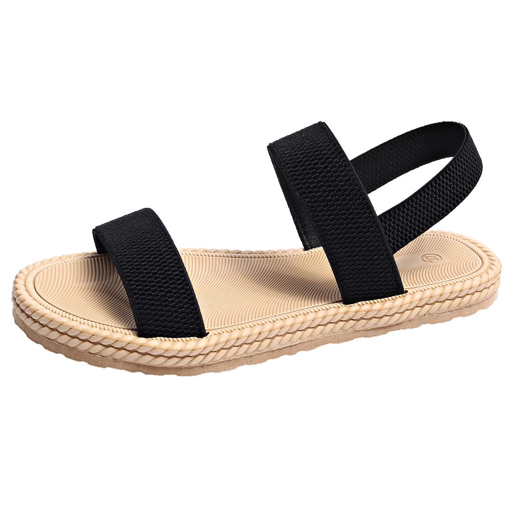 Lightweight Women's Flat Sandals Summer Fashion Elastic Band Roman Sandals Woman Comfortable Non Slip Beach Sandalias Mujer