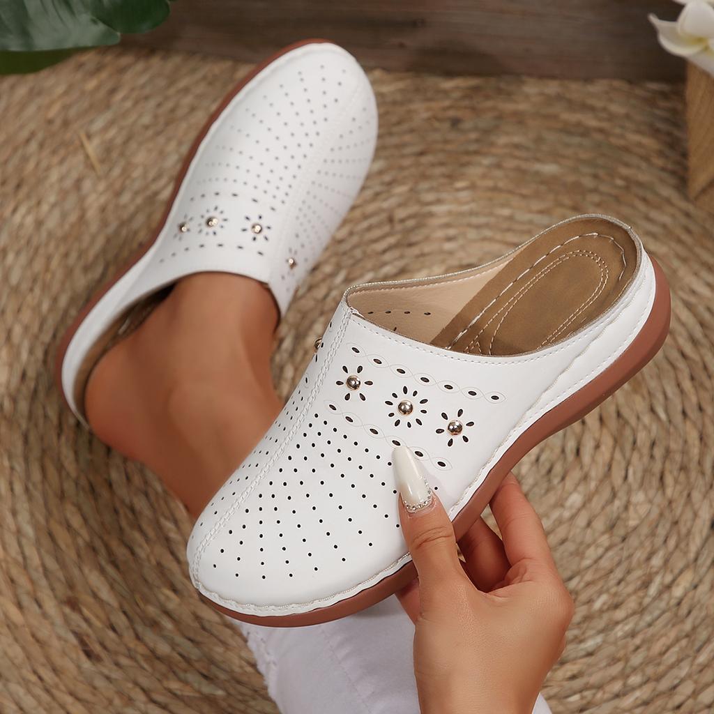 Lightweight Wedge Heel Mules Slippers Women Summer Hollow Out Slides Shoes Woman Plus Size Thick Sole Outdoor Sandals Female