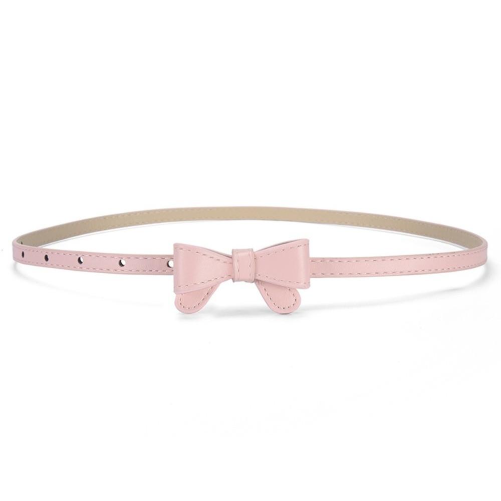 New Bowknot Leather Belt Solid Color Adjustable Thin Belt Simple Waist Chain for Jeans