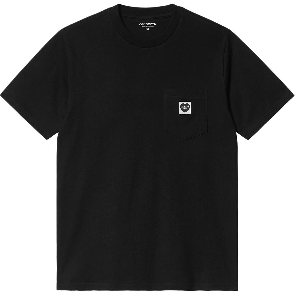 Carhartt WIP Мужская футболка с коротким рукавом, свободный крой, с карманом, с меткой в виде сердца, с круглым вырезом, топ I032128-00E-XX
