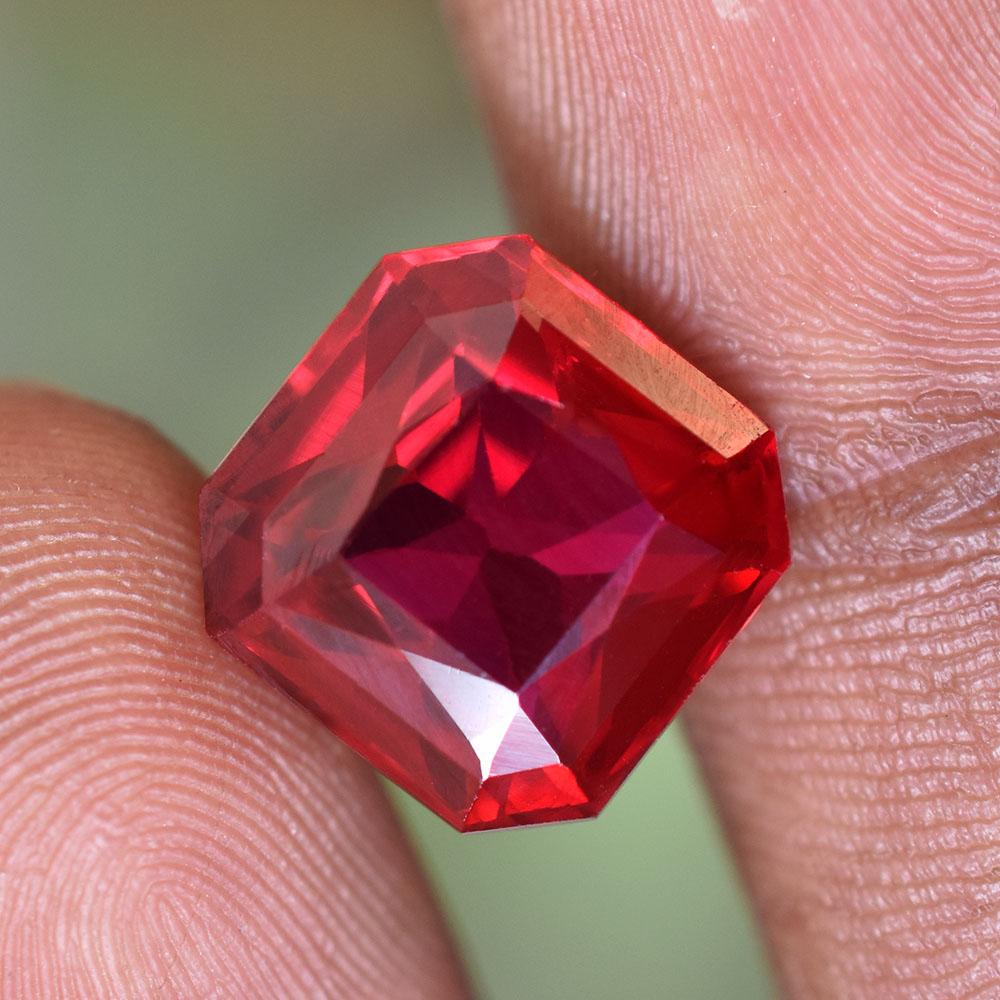 Natural Red Ruby Loose Gemstone 10 ct Square Cut July Birthstone for Jewelry Making and Crafts