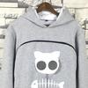 Women Spring Hoodie with Cat Nest Cartoon Print Big Zipper Pocket Hooded Long Sleeves Keep Warm Pullover Elastic Cuff Lady Hoodie Women Garment