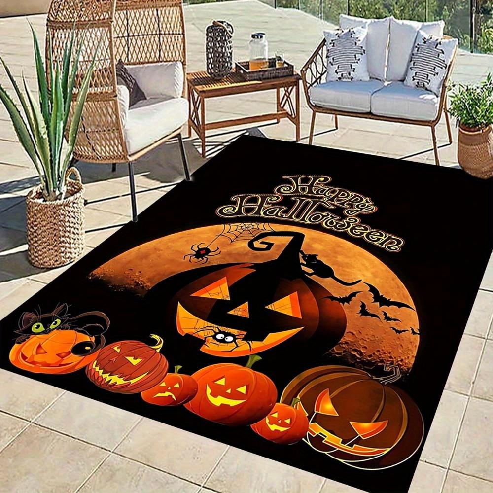 1pc Scary Pumpkin Area Rug, Slip-Resistant, Easy-Clean, Stain-Resistant, Perfect for Cozy Living Rooms, Bedrooms, Kitchens, Offices, and Hol