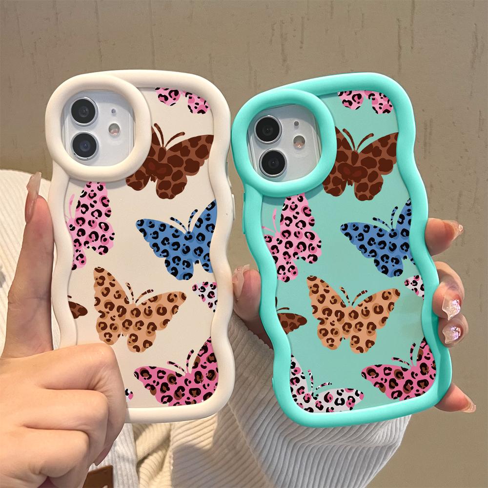 Модный мягкий чехол для телефона с леопардовым принтом и бабочкой для Samsung Galaxy A52 A73 A12 S24 Ultra 5G S23 S22 S21 S20 FE Wave Edge, противоударный защитный резиновый чехол