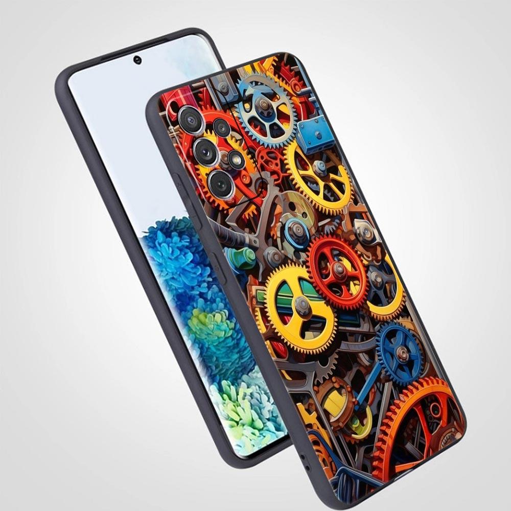 Mechanical Gear Pattern Phone Case for Samsung Galaxy A55 A35 A17 A07 A15 A13 A25 A51 A71 A72 A73 A32 A52 A52S A41 5G Soft TPU