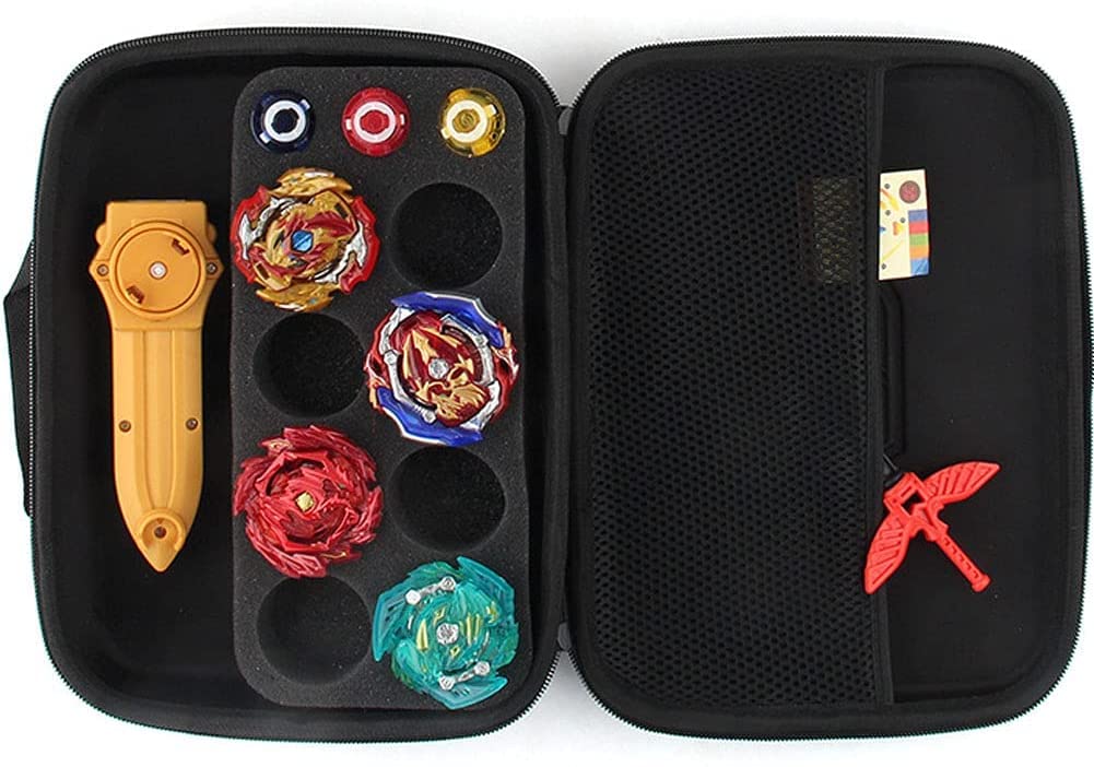 Portable Beyblade Case with Handle, Durable, Built-in Sponge, Shock Absorbing, Storage Case for Beyblade Burst, Gift for Kids, Black