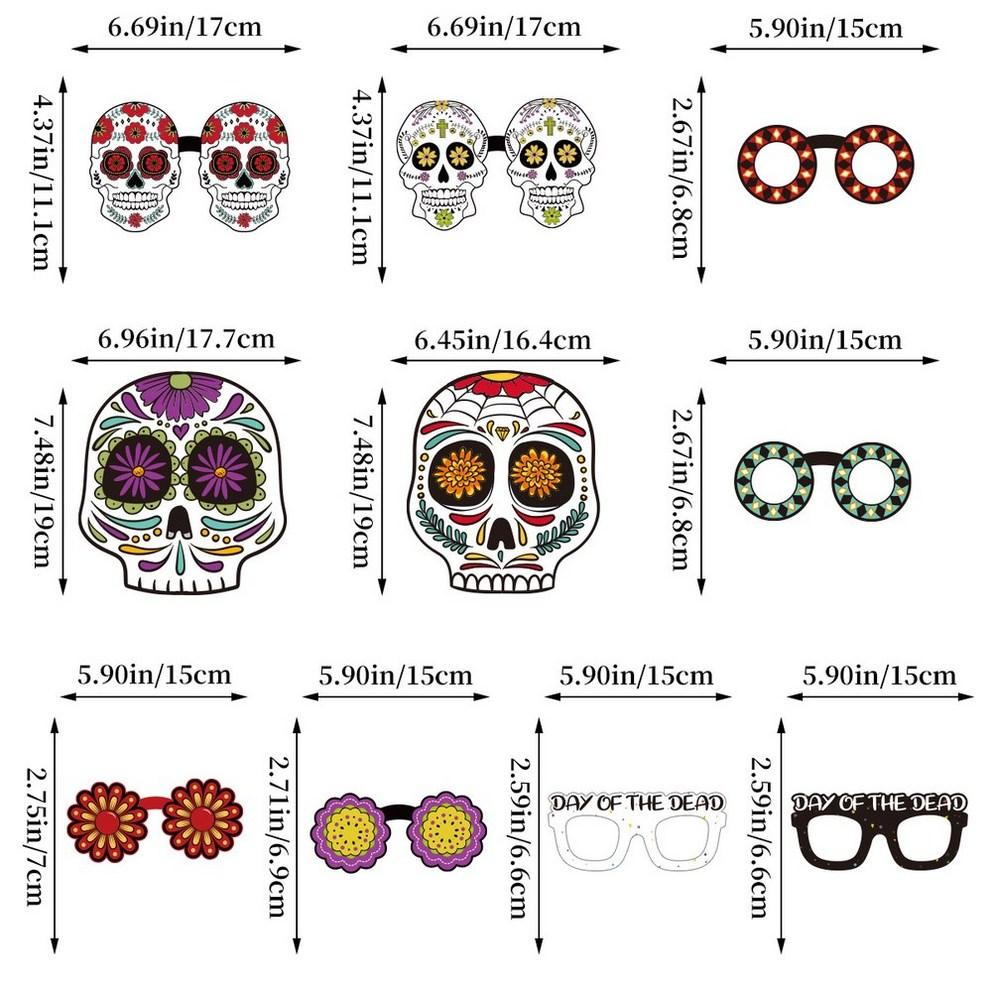 Mexican Day of the Dead Photo Props Skeleton Ghost Costume Party Photo Paper Cards (10 Pack)