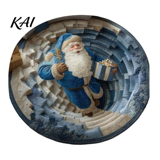Рождественский коврик для дома, 3D круглый ковер, оптическая иллюзия, Санта-Клаус, ковер для гостиной, спальни, 39 дюймов, стеганый на вид, декоративный для праздников