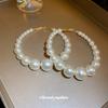 Oversized серьги с жемчугом французская мода серьги с темпераментом ретро преувеличенные новые серьги женские
