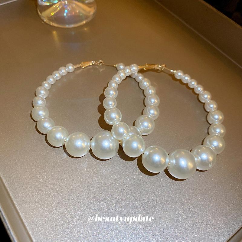 Oversized серьги с жемчугом французская мода серьги с темпераментом ретро преувеличенные новые серьги женские