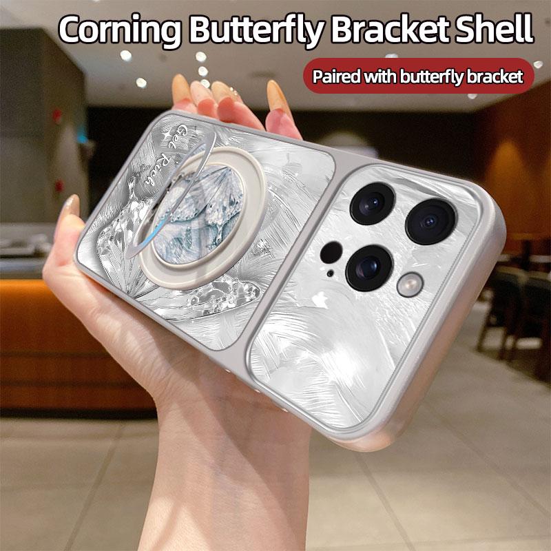 Phone Case For OPPO F33 F31 F29 F27 F19 F17 F11 Pro with Butterfly Bracket Magnetic Suction