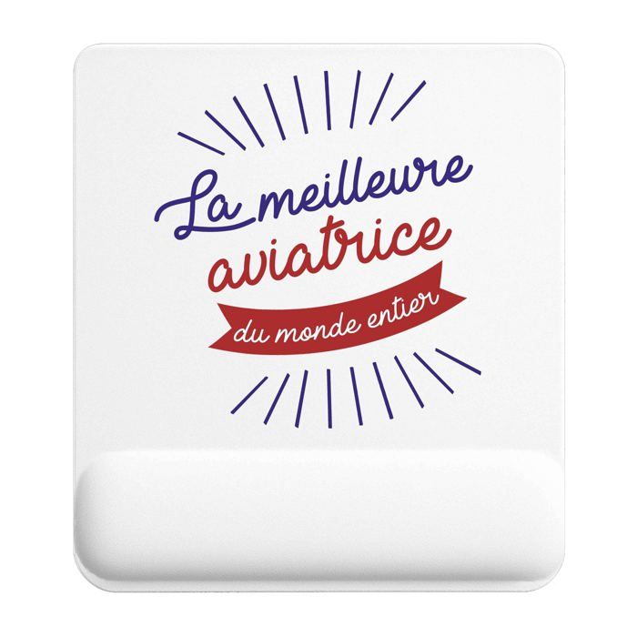Tapis de souris - PLANETEE - Aviatrice Meilleure Monde - 22x18 cm - Sublimation HD - Anti‑dérapant 3 mm