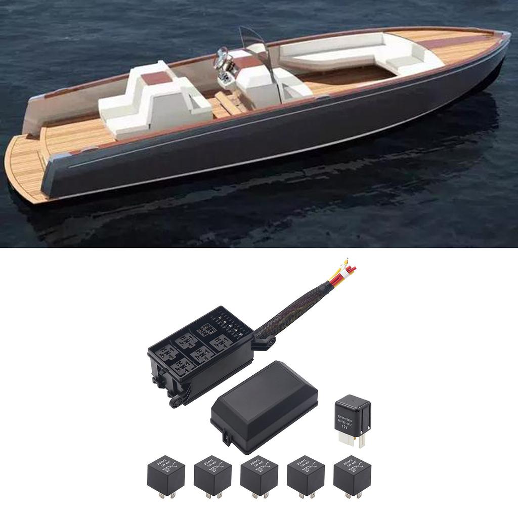 6-местный держатель лезвийных предохранителей, блок реле с лопаточными клеммами и жгутом проводов, 4-контактные реле 12В 40А для автомобиля, грузовика