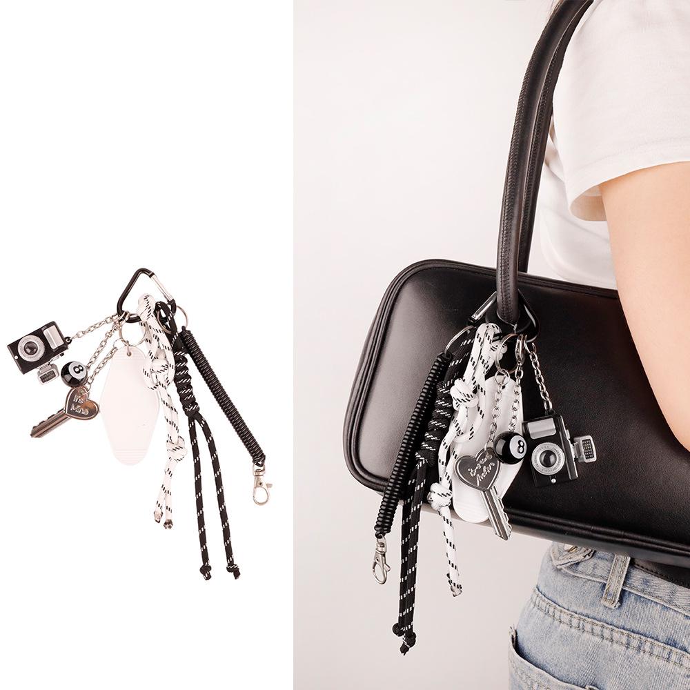 Miu-Style Woven Rope Camera Golf Bag Keychain Pendant - Trendy and Versatile Gift