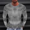 New Men's T-shirt Pattern Gradient Round Neck Clothing 3D Printing Outdoor Daily Long Sleeved Fashion Designer Retro Plus Size C