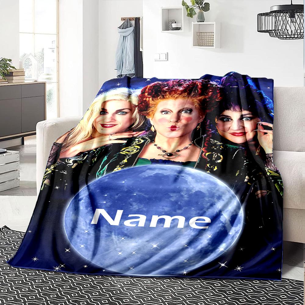 Custom Name Hocus Pocus Theme Printed Blanket - Perfect for Couch, Bed, Travel & Outdoor Use | Machine Washable, Cozy & Durable.