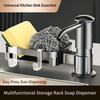 Commercial Grade Kitchen Sink Dish Soap Dispenser 360 Rotatable Spout with Sponge Tray for Cafe Bakery Kitchen Use