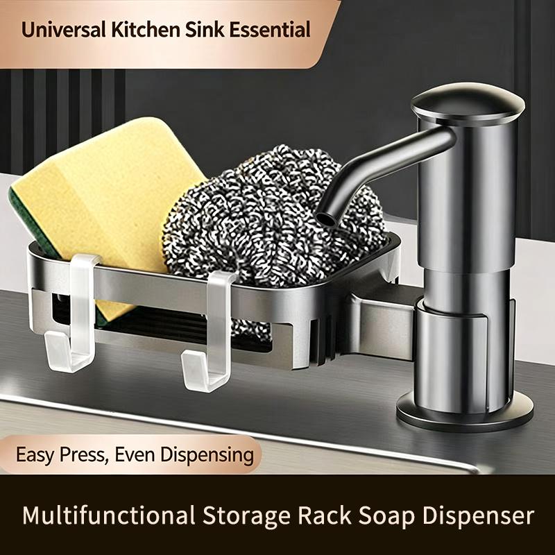 Commercial Grade Kitchen Sink Dish Soap Dispenser 360 Rotatable Spout with Sponge Tray for Cafe Bakery Kitchen Use