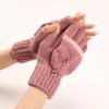 Осенне-зимние трикотажные перчатки Flip Knit, короткие однотонные теплые перчатки с полупальцами, повседневные эластичные ветрозащитные женские перчатки