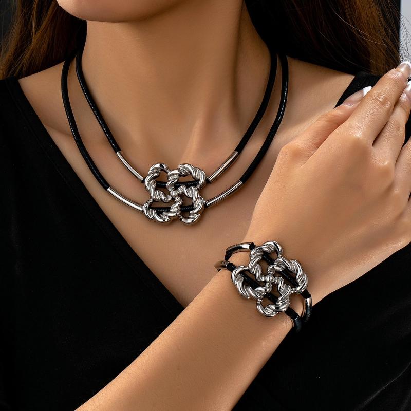 Модный набор колье и серег из сплава, геометрический, овальный, спиральный, в виде улитки, цепочка для ключицы для женщин, преувеличенные украшения