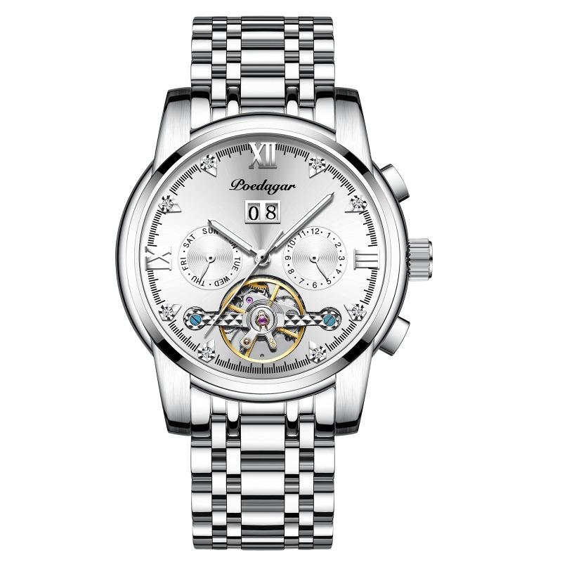 Новые классические мужские механические часы Tourbillon швейцарского производства, календарь, полностью автоматические, водонепроницаемые, многофункциональные, скелетон, люминесцентные, агрессивный дизайн