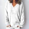 Женская мода повседневная однотонная трикотажная кофта с V-образным вырезом и длинными рукавами, модный милый свитшот