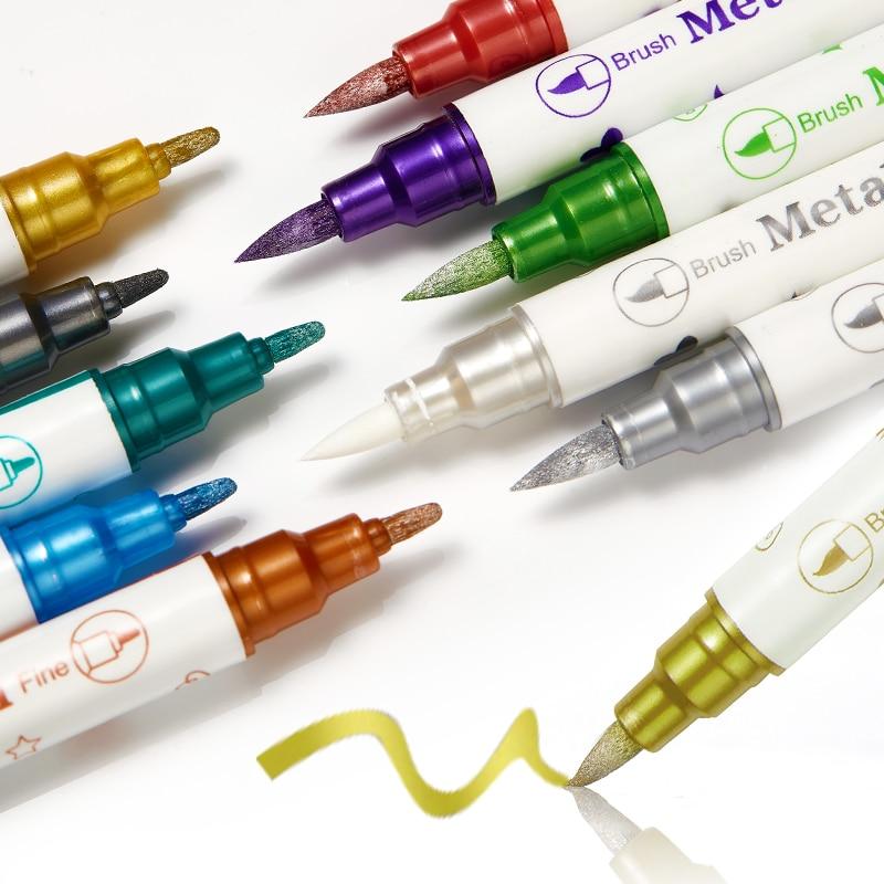 Набор ручек для рисования граффити, золотой, серебряный карандаш, водостойкая подводка для рисования, масляная кисть, белый маркер, инструмент для ногтей