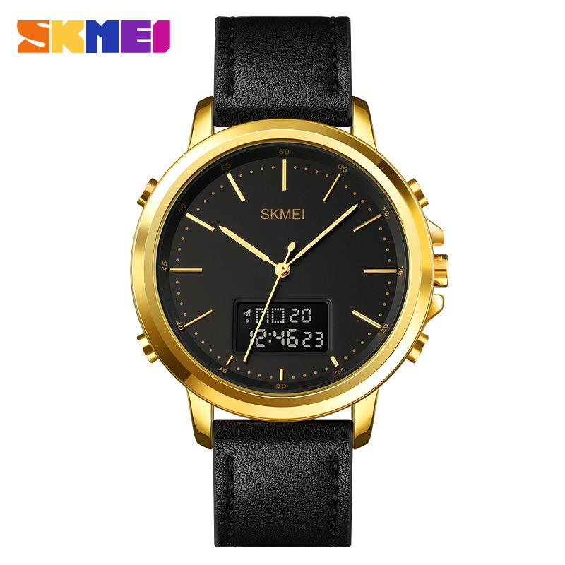 Men's Watch SKMEI Leather Strap 50M Waterproof LED Backlight 1652