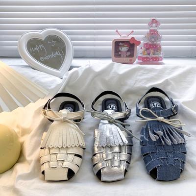 Сандалии с закрытым носком во французском стиле, женские, на шнуровке, с плетением, летние, в стиле бохо, на плоской подошве, повседневные, для отдыха на природе, в римском стиле