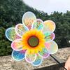 1 Piece Colorful Film Double-Layer Sunflower Windmill Rotating Sunflower Wind Spinner Stake Standing Lawn Flower Pinwheel