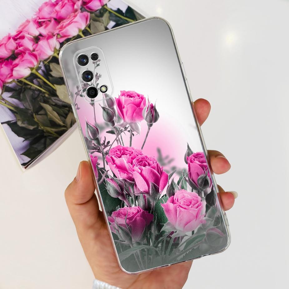 For Realme 7 Pro Case RMX2170 Cute Cat Flowers Painted Cover Clear Silicone Soft TPU Phone Case For Realme 7 Pro Realme7 5G Bags