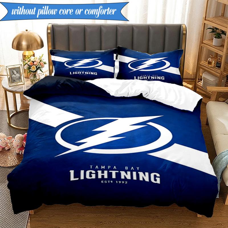 3PCS Tampa Lightning Logo Bedding Set,Including 1pc Duvet Cover And 2pcs Pillowcases Perfect for Bedroom, Dormitory, Fan Christmas gift