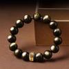 7A Grade Natural Gold Obsidian Zodiac Guardian Buddha Bracelet for Men and Women - Benming Year Black Obsidian Jewelry