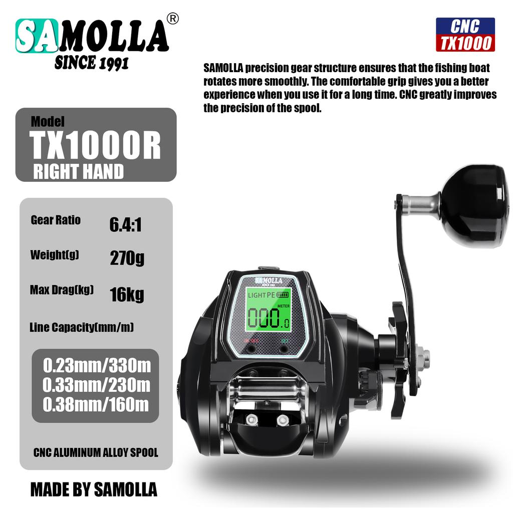 New Large Deep Sea Electronic Fishing Reel Baitcasting Saltwater Waterproof 6.4:1 16KG Drag Catfishing Trolling Metal Base