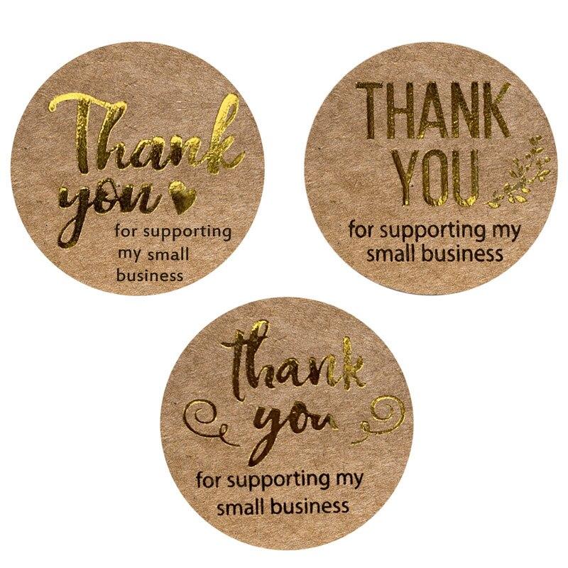 50-500pcs Lot Kraft Round Thank You Stickers Seal Labels Gold Cute Stickers Scrapbooking for Package Stationery Sticker 3 Fonts