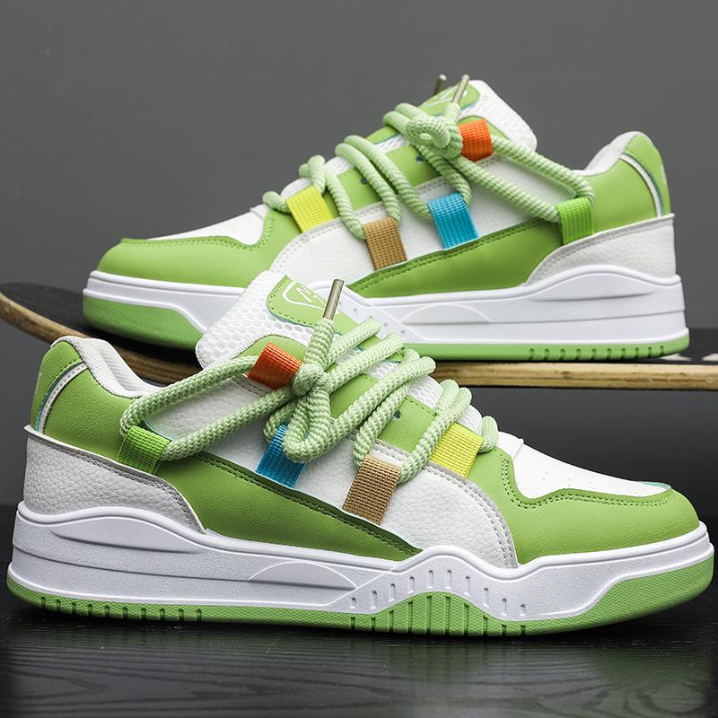 2024 Новые осенние и зимние спортивные кроссовки для отдыха на природе зеленого цвета с креативным дизайном шнуровки, многоцветные универсальные мужские туфли