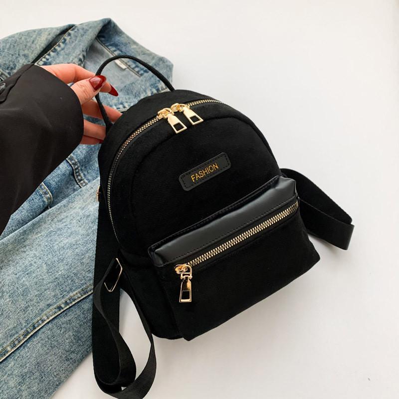 Stylish And Durable Black Suede Backpack For Women Perfect For Everyday Use And Travel
