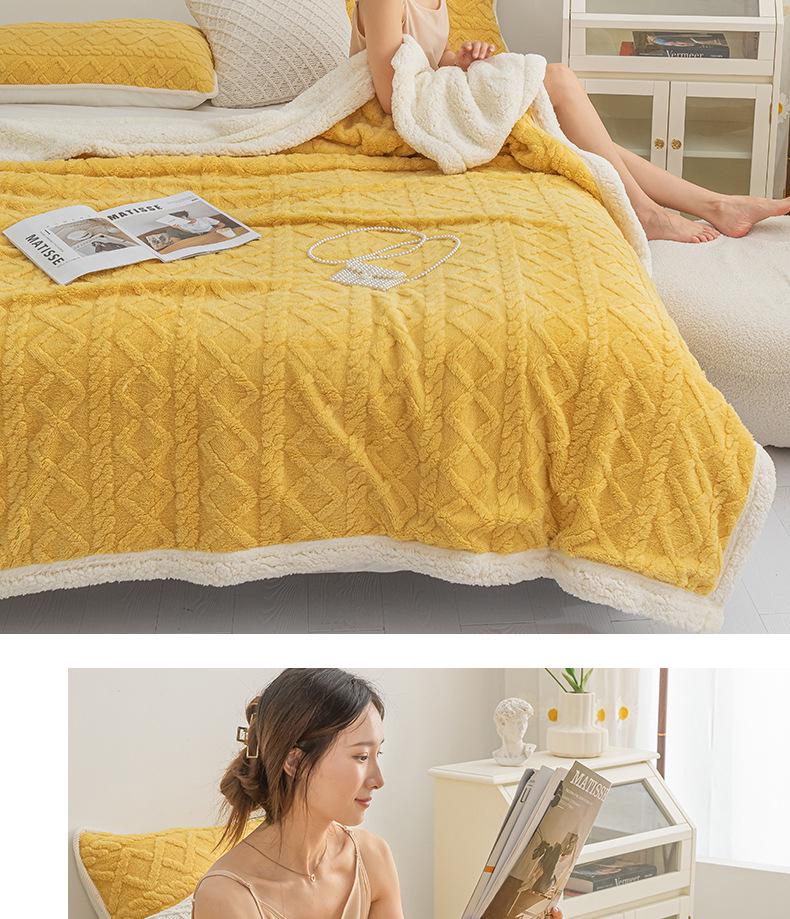 Плюшевый многоцветный плед из овечьей шерсти и тафты - Идеален для офиса, осени, зимы и всех сезонов