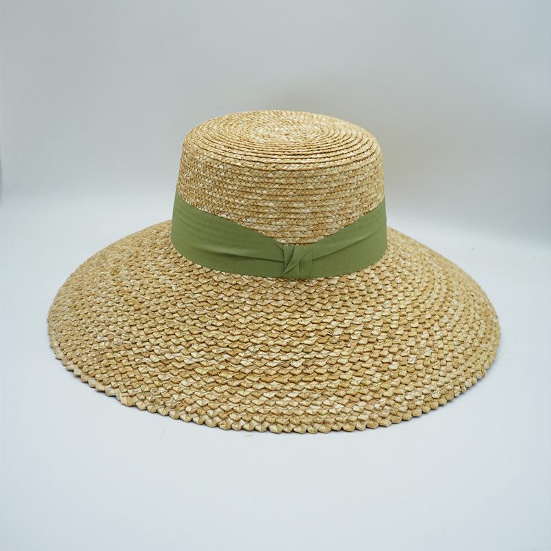 Европейская и американская ромбовидная соломенная шляпа с широкими полями, плоским верхом, топ-шляпа, женская летняя шляпа для защиты от солнца, пляжная соломенная шляпа, дорожная