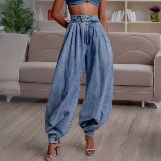 Женские повседневные джинсы карго, эластичные мешковатые джинсы-джоггеры, брюки-шаровары с высокой талией, широкие джинсовые брюки, свободные спортивные брюки с карманами