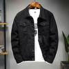 Trendy Men's Pure Black Denim Jacket - Autumn/Winter Versatile Casual Wear