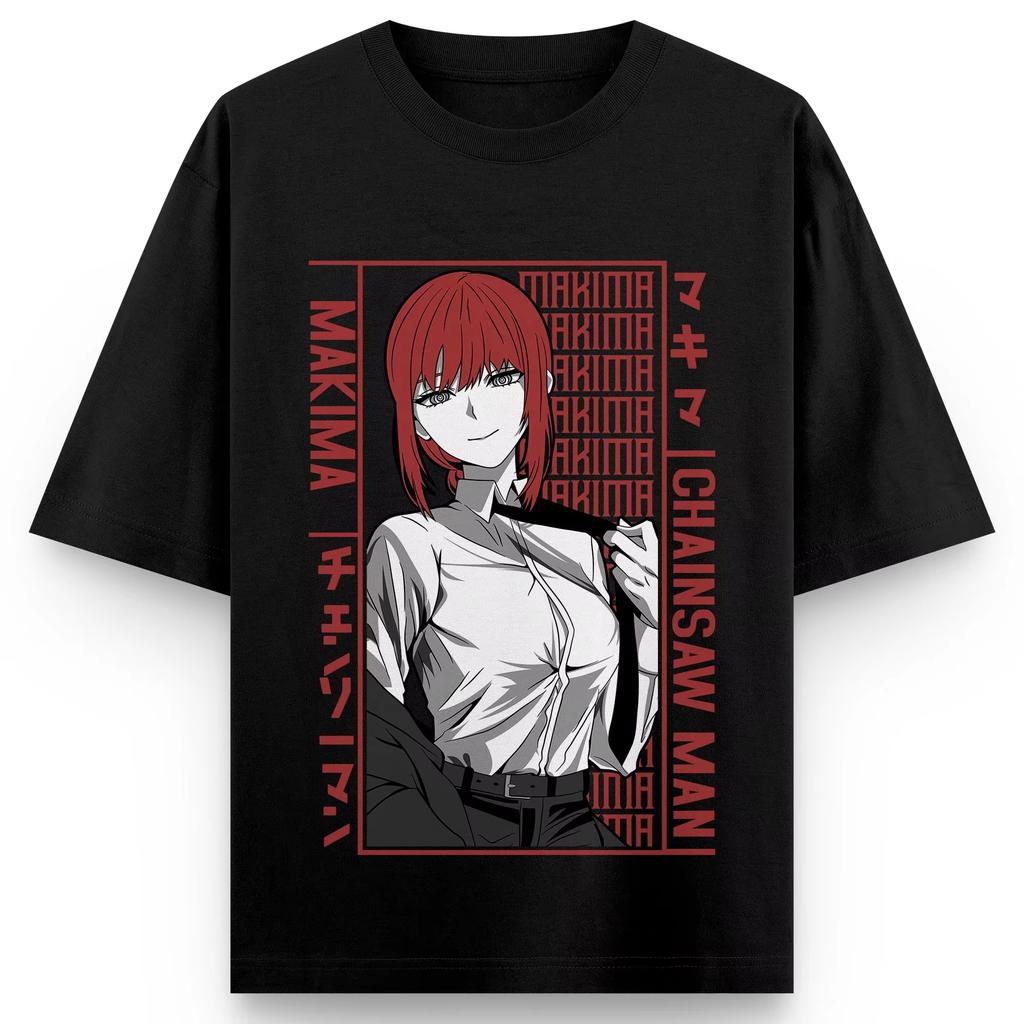 2026 New Hot Summer Chainsaw Man Makima Graphic Print Cotton T-shirt Men Women Harajuku Hip Hop Punk T-shirt Cotton Gothic Round T-shirt