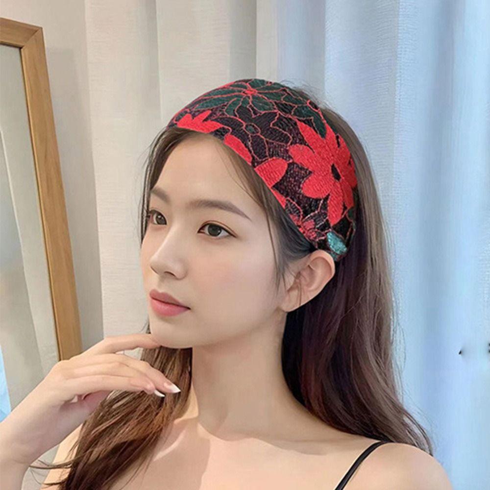 Flower Lace Embroidery headband Non-slip Women Hair Hoop Sweet Toothed Non-slip Hairband  Girls