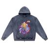 DTG print Knitted Denim Zip-Up Hoodie Caballero Dorado de Aries Brother Print Zipper Hoodies  