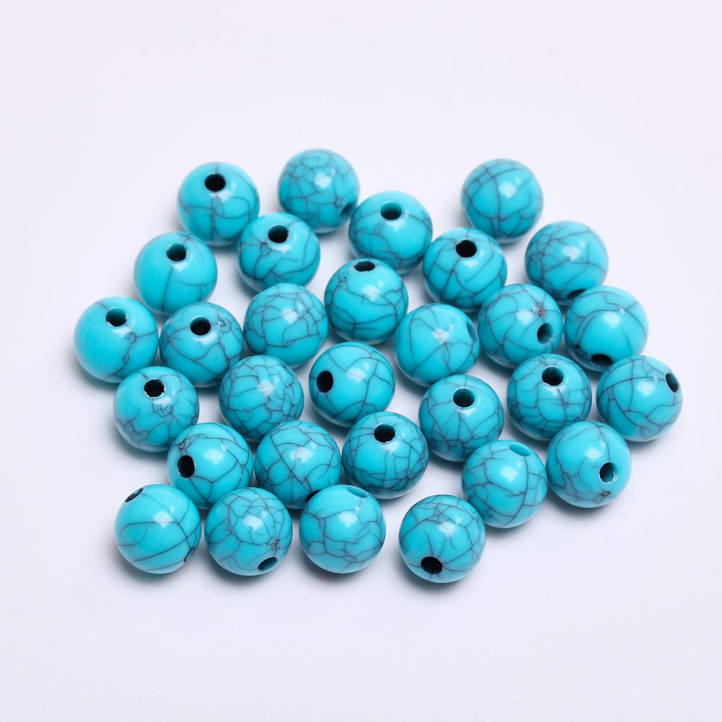 Бирюзовые имитированные каменные круглые бусины для изготовления украшений своими руками, 6-16 мм, 50-5 шт.