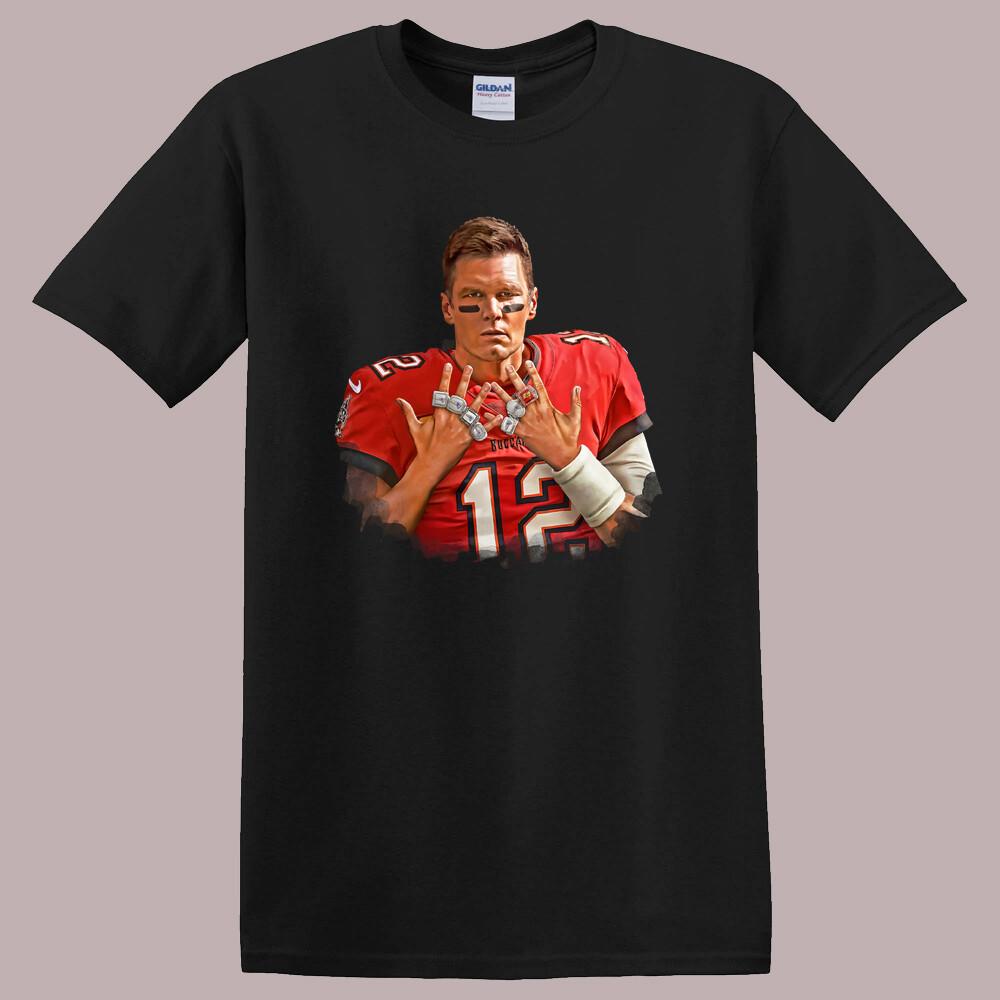 Tom Brady 7 Rings Black T-Shirt Size S to 5XL