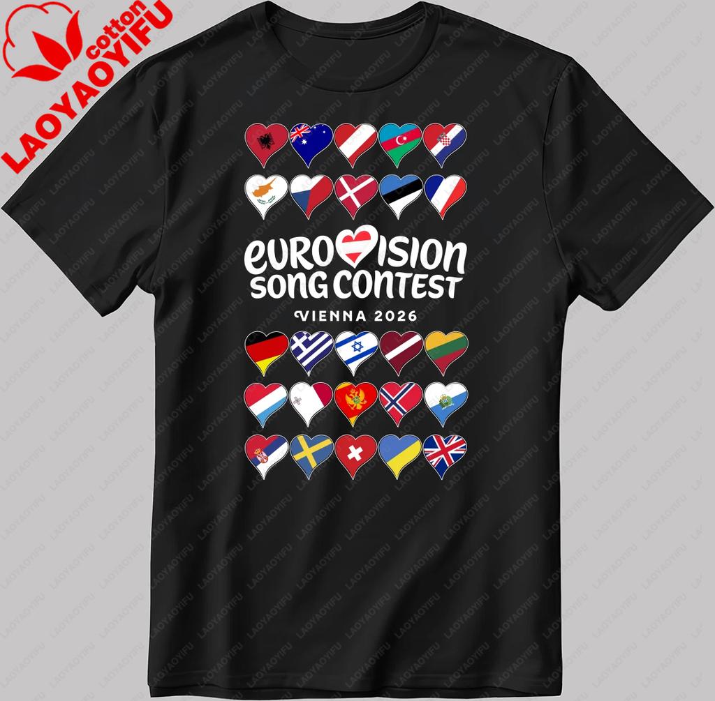 All Eurovision Song Contest Vienna Austria 2026 Unisex Unisex T Shirt Fashion Casual Pure Shortsleeved Top Y2k Tshirt